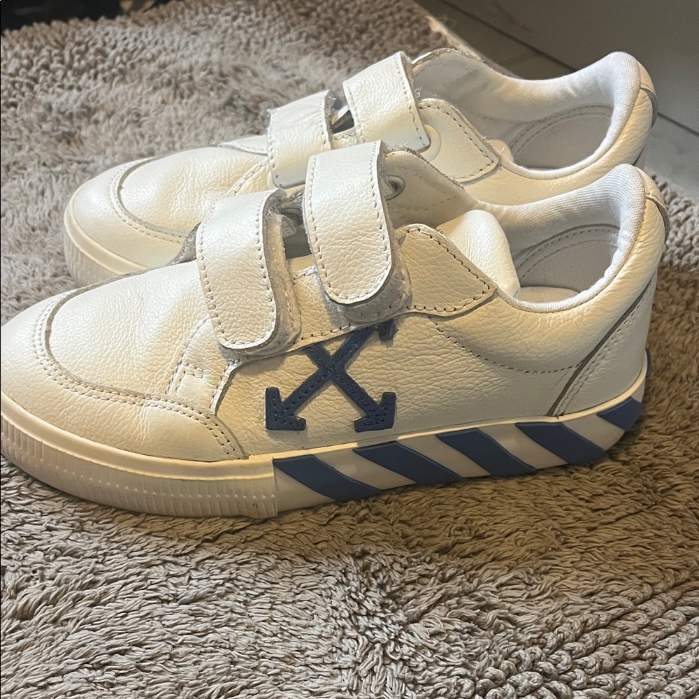 Kids White and Blue Sneakers